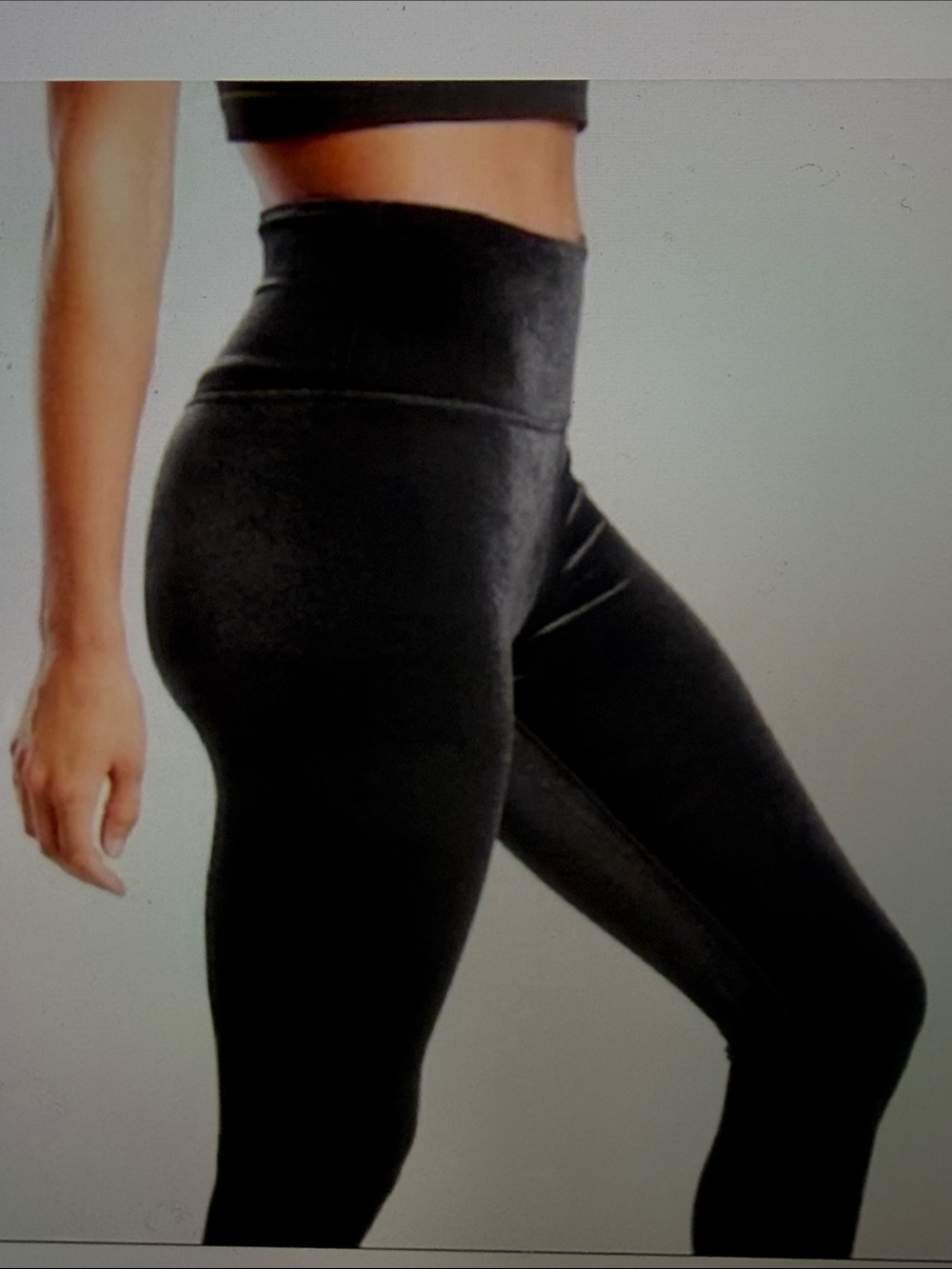 Athleta Elation Black High-Waist Velvet Leggings SzS